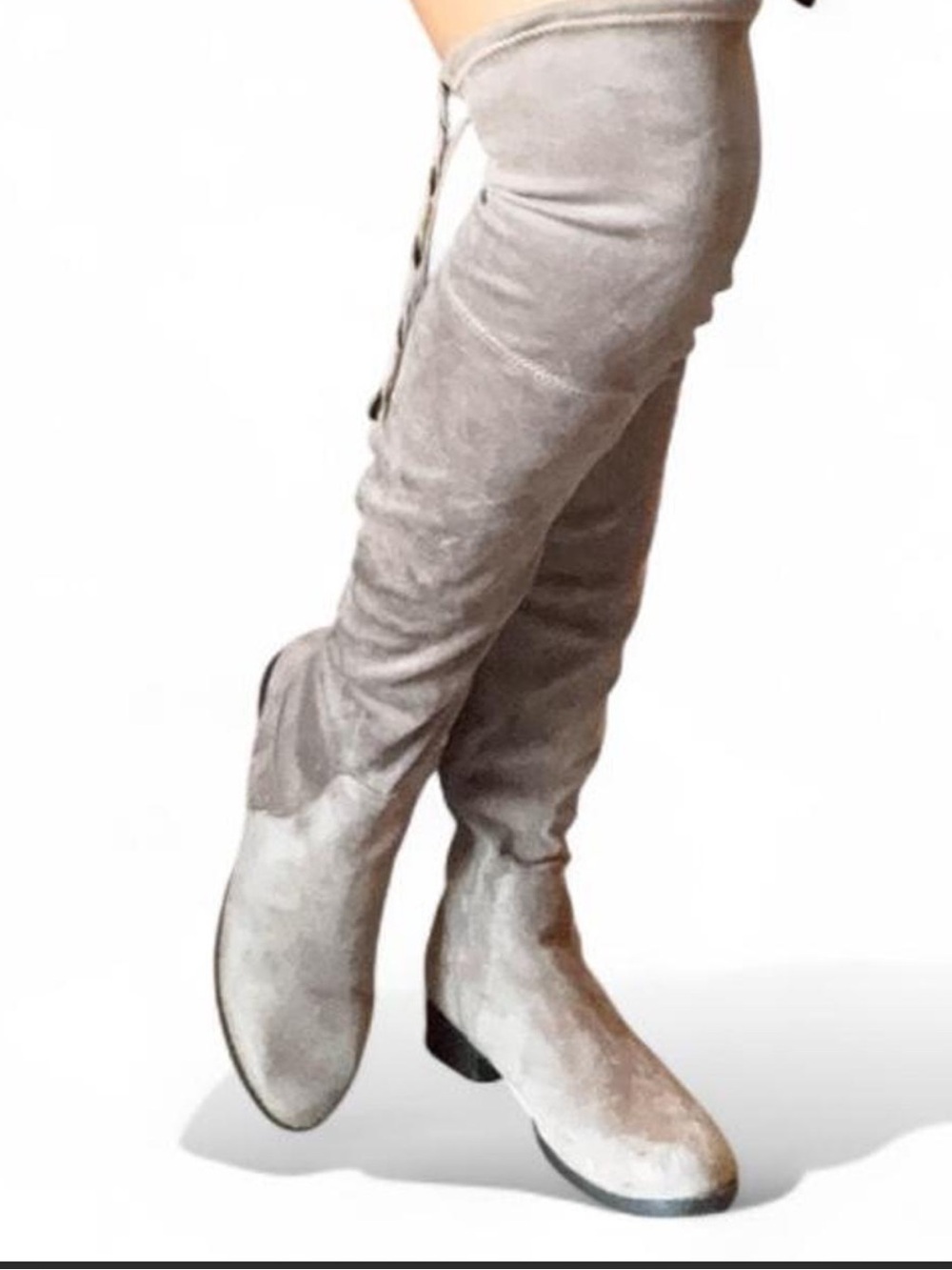 Women’s Over-the-Knee Suede Boots - Gray/linen
